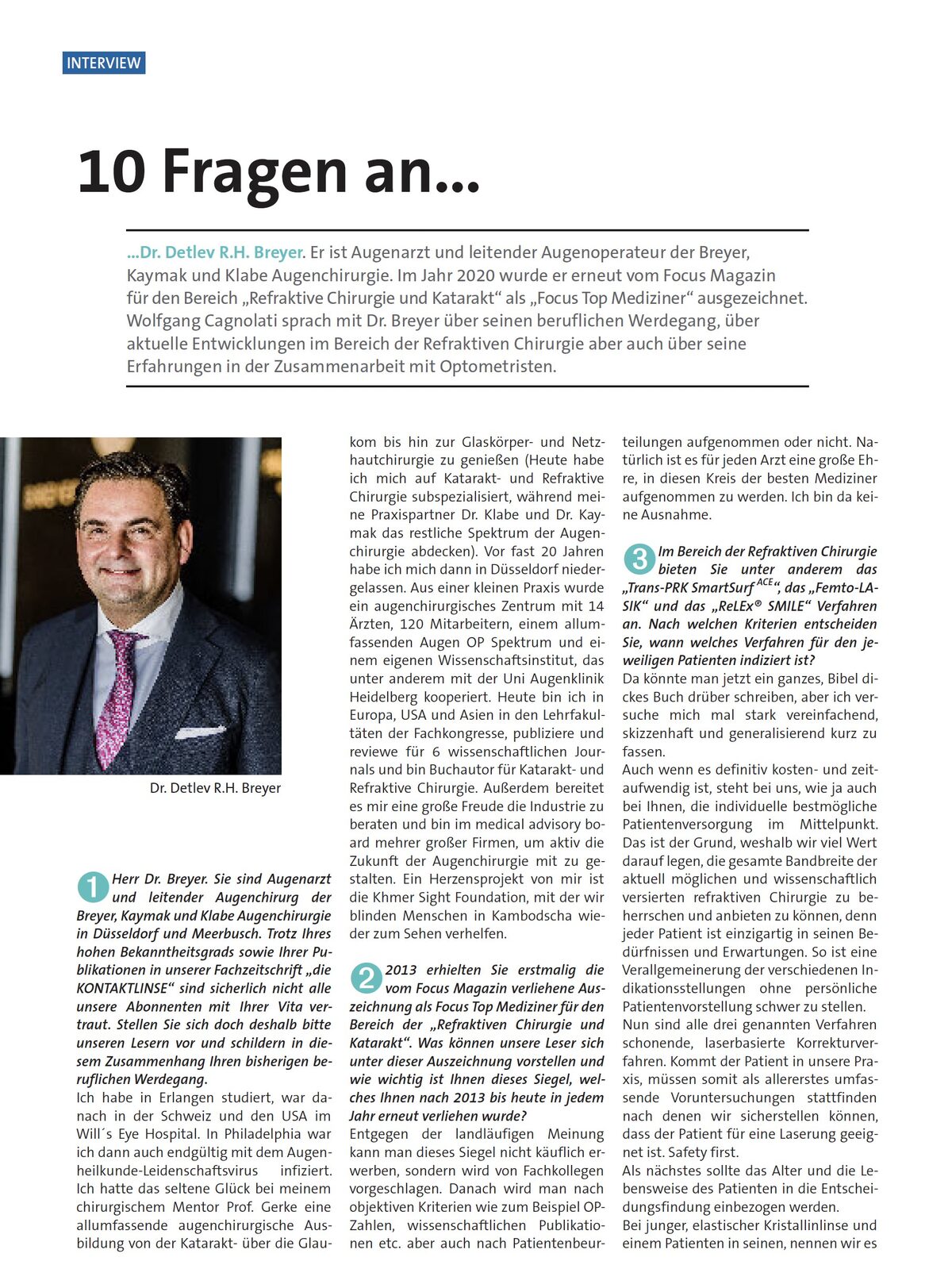 Interview mit Dr. Breyer in der Fachzeitschrift „die Kontaktlinse”