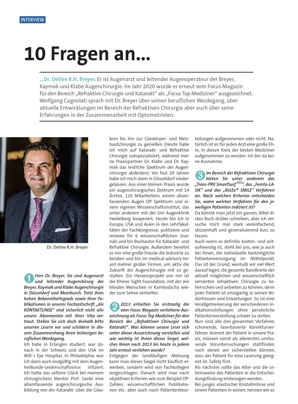 Interview mit Dr. Breyer in der Fachzeitschrift „die Kontaktlinse”